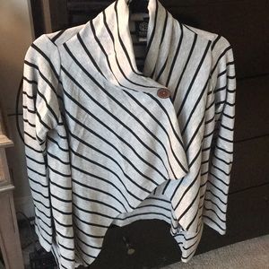 Bobeau Stripe One Button Cardigan XS